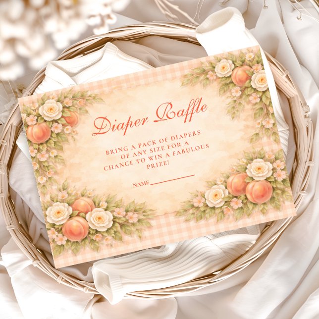 Soft Peach Floral Diapper Raffle Begleitkarte (Von Creator hochgeladen)