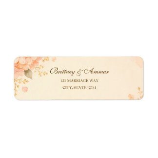 Soft Peach & Gold Hortensien Blumen Hochzeits Rück
