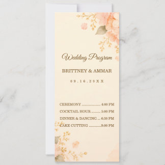 Soft Peach & Gold Hortensien Hochzeitsprogramm