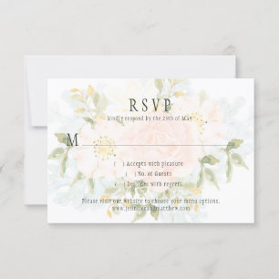 Soft Peach Rose und Matching Greenerity UAWG RSVP Karte