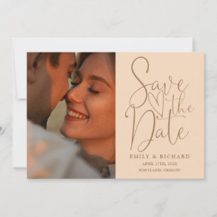 Soft Peach Wedding 2 Foto QR Code Elegantes Skript Save The Date