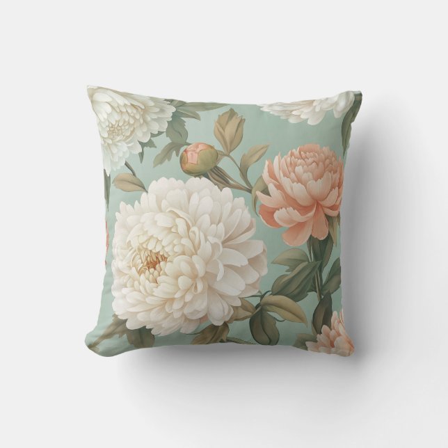 Soft Peony Floral Throw Kissen (Vorderseite)