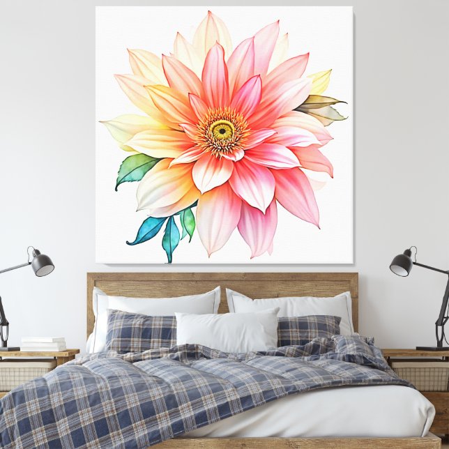 Soft-Petal-Abstrakt-Blütendesign Leinwanddruck (Insitu (Schlafzimmer))