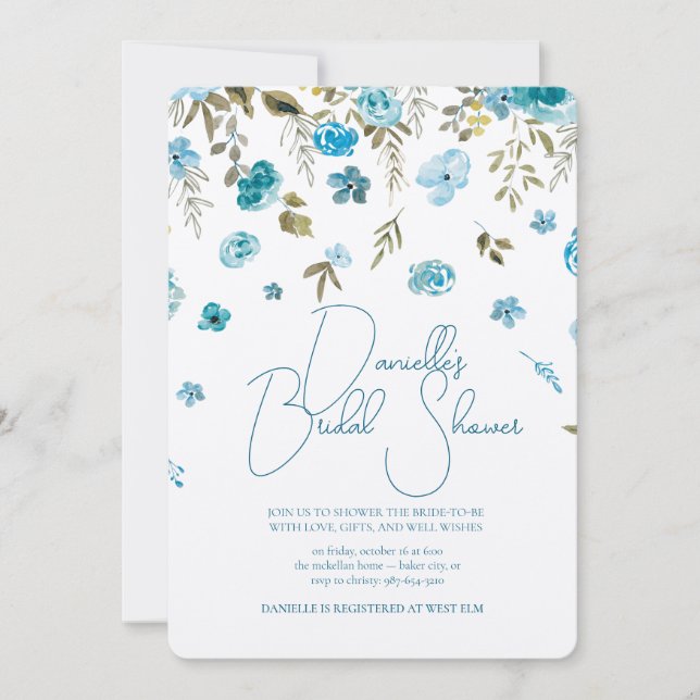 Soft Petal Rain Bridal Shower Invitation Einladung (Vorderseite)