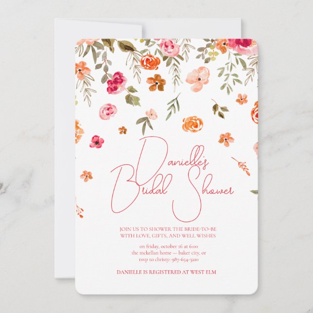 Soft Petal Rain Bridal Shower Invitation Einladung (Vorderseite)