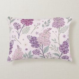 Soft Pink and Purple Lilac Floral Pattern   Dekokissen