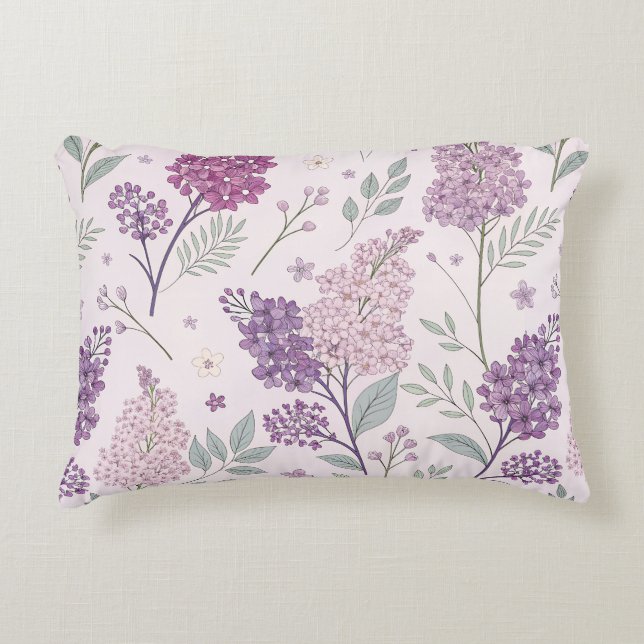 Soft Pink and Purple Lilac Floral Pattern   Dekokissen (Vorderseite)