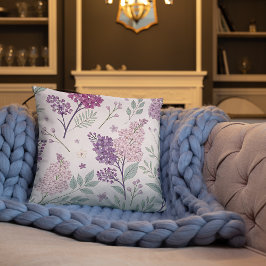 Soft Pink and Purple Lilac Floral Pattern   Kissen