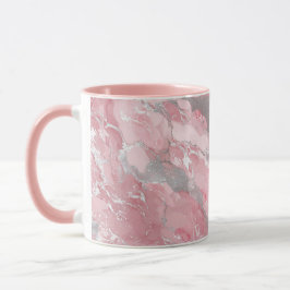Soft Pink and Silver Marble-Like Pattern Tasse