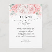Soft Pink Blume Babydusche Vielen Dank