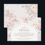 Soft Pink Blush Floral Roses Greenery Details Begleitkarte<br><div class="desc">This classy details card feature soft pastel blush pink watercolor roses mixed with lush greenery foliage. Use the text fields to personalize the card with your own wording and details. The background color of the invite is set to white, but feel free to choose a new fill color in order...</div>