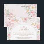 Soft Pink Blush Floral Roses Greenery Details Begleitkarte<br><div class="desc">This classy details card feature soft pastel blush pink watercolor roses mixed with lush greenery foliage. Use the text fields to personalize the card with your own wording and details. The background color of the invite is set to white, but feel free to choose a new fill color in order...</div>