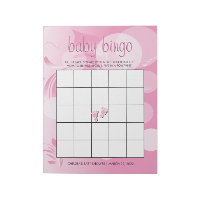 Soft Pink Bokeh Florid | Baby Girl Shower Notizblock (Rotiert)