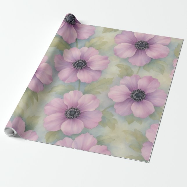 Soft Pink Botanical Floral Wrapping Paper Geschenkpapier (Ungerollt)