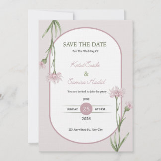 Soft Pink Botanical Wedding Invitation Einladung