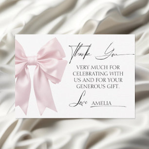 Soft Pink Bow Baby Dusche Danke Karte