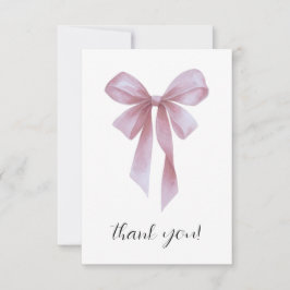 Soft Pink Bow Girl Baby Shower Dankeskarte