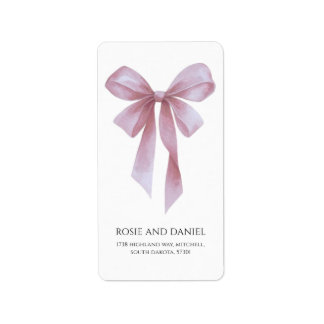 Soft Pink Bow Girl Baby Shower Return Address Adressaufkleber
