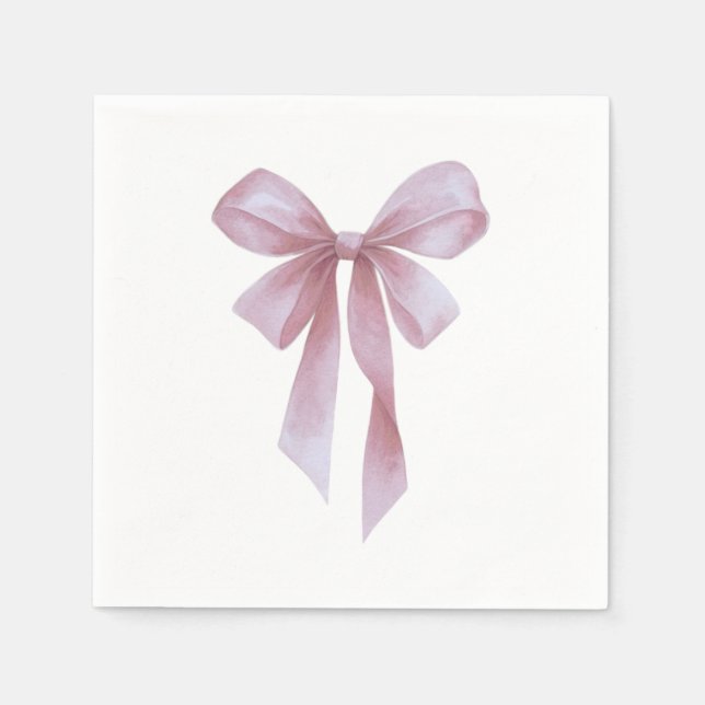 Soft Pink Bow Girl Baby Shower Serviette (Vorderseite)
