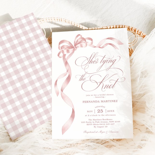 Soft Pink Bow Sie bindet das Brautparty des Knoten Einladung (Von Creator hochgeladen)