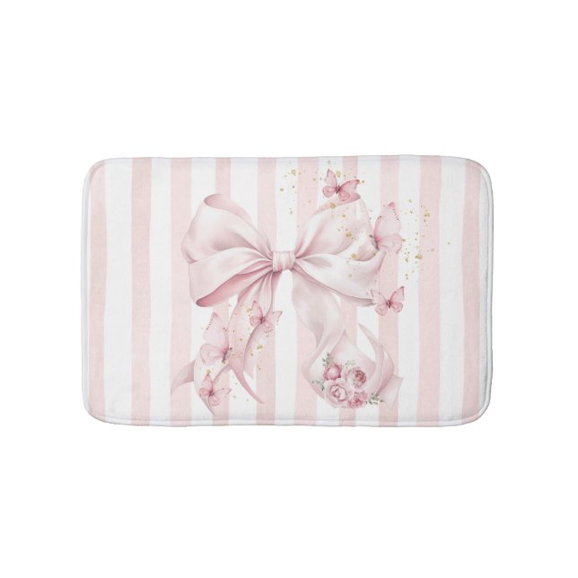 Soft Pink Bow with Butterflies  Badematte (Vorderseite)
