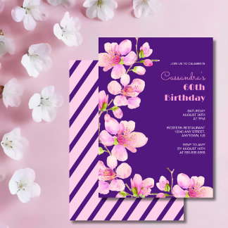 Soft Pink Cherry Blossom Sakura Lila Geburtstag Einladung