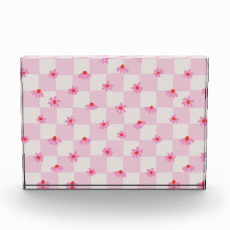 Soft Pink Daisy Checkerboard Floral Pattern Fotoblock