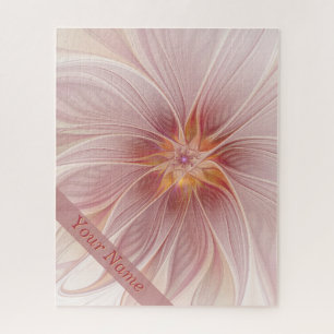 Soft Pink Dream Abstrakt Fraktal Blume Puzzle