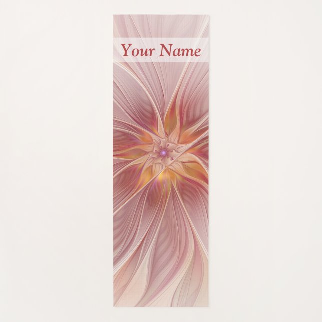 Soft Pink Dream Abstrakt Fraktal Blume Yogamatte (Vorderseite)