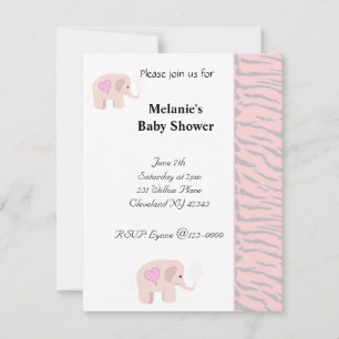 Soft Pink Elephant Baby Dusche Einladung