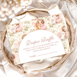 Soft Pink Fairy Baby Shower Diapper Raffle Begleitkarte