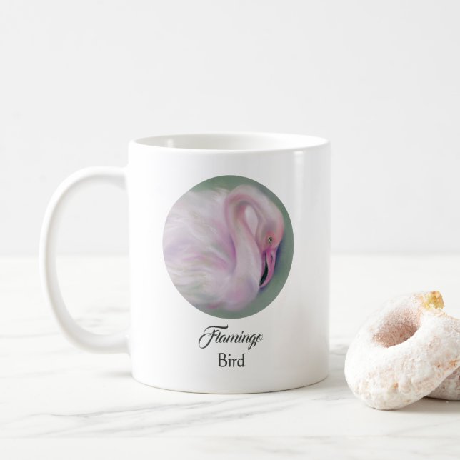 Soft Pink Flamingo Pastel Personalisiert Tasse (Mit Donut)