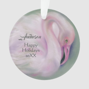 Soft Pink Flamingo Pastel Personalisiert Urlaub Ornament