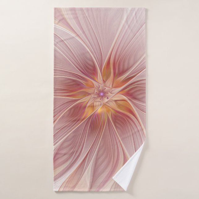 Soft Pink Floral Dream Abstraktes Fraktal Kunst Bl Badehandtuch (Badehandtuch)