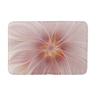 Soft Pink Floral Dream Abstraktes Fraktal Kunst Bl Badematte