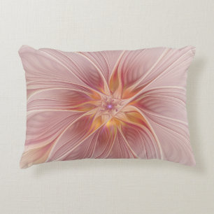 Soft Pink Floral Dream Abstraktes Fraktal Kunst Bl Dekokissen