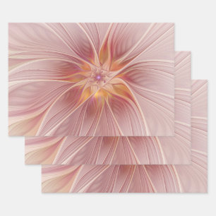 Soft Pink Floral Dream Abstraktes Fraktal Kunst Bl Geschenkpapier Set
