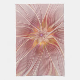 Soft Pink Floral Dream Abstraktes Fraktal Kunst Bl Geschirrtuch