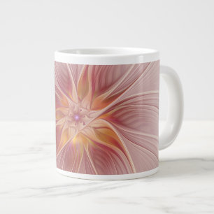 Soft Pink Floral Dream Abstraktes Fraktal Kunst Bl Jumbo-Tasse