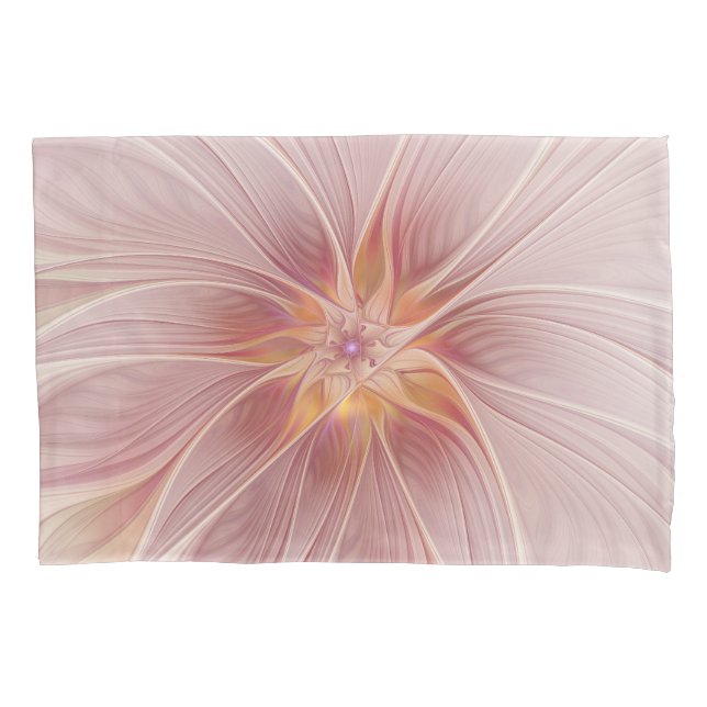 Soft Pink Floral Dream Abstraktes Fraktal Kunst Bl Kissenbezug (Vorderseite)