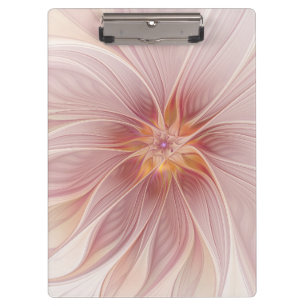 Soft Pink Floral Dream Abstraktes Fraktal Kunst Bl Klemmbrett