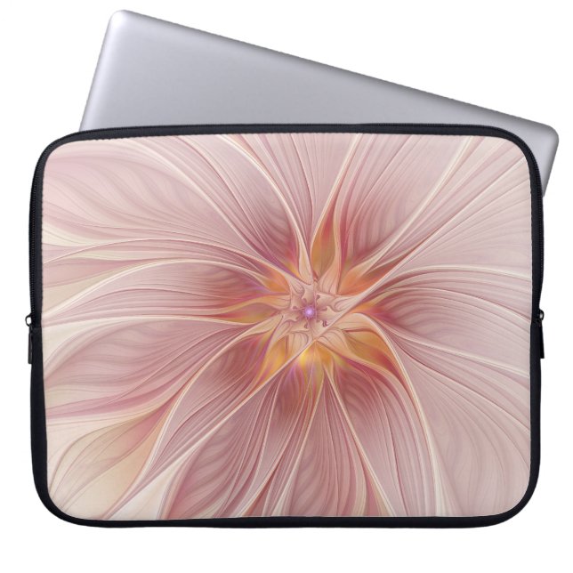 Soft Pink Floral Dream Abstraktes Fraktal Kunst Bl Laptopschutzhülle (Vorderseite)