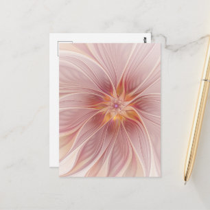 Soft Pink Floral Dream Abstraktes Fraktal Kunst Bl Postkarte