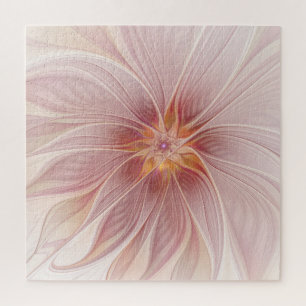 Soft Pink Floral Dream Abstraktes Fraktal Kunst Bl Puzzle