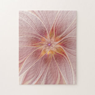 Soft Pink Floral Dream Abstraktes Fraktal Kunst Bl Puzzle