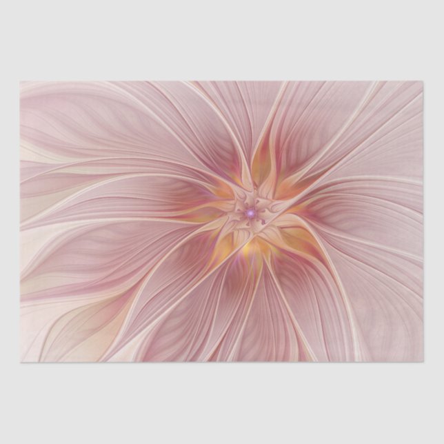 Soft Pink Floral Dream Abstraktes Fraktal Kunst Bl Seidenpapier (Vorderseite)