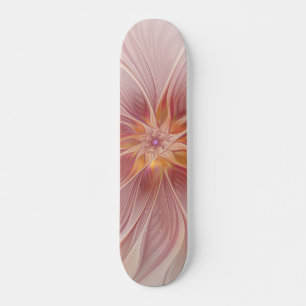 Soft Pink Floral Dream Abstraktes Fraktal Kunst Bl Skateboard