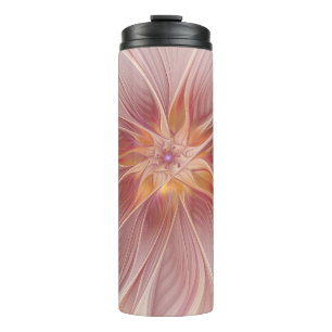 Soft Pink Floral Dream Abstraktes Fraktal Kunst Bl Thermosbecher