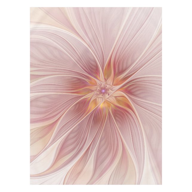 Soft Pink Floral Dream Abstraktes Fraktal Kunst Bl Tischdecke (Vorderseite)