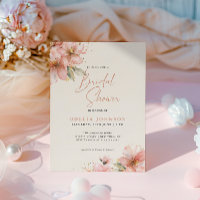 Soft Pink Floral Elegantes Script-Brautparty